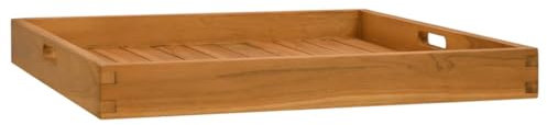 Plateau de service 60 x 60 cm en bois de teck massif, cuisine et salle à manger, vaisselle, vaisselle de service, plateaux de service