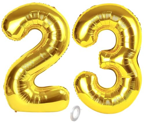 Balorise 40 Pouces Aluminium Ballon Géant Or Chiffre 23/32, Gonflable Hélium, Grand Numéro 0-9, 10-100 (101cm), Décoration de Doré Foil Ballons pour Fête d'anniversaire et Mariage