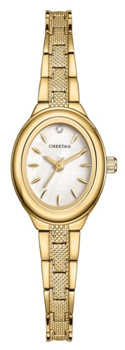 CHEETAH Kleine Gold Armbanduhr Damen, Quarz Analog Vintage-Oval Uhr Damen mit klassischem Edelstahlarmband, 3 ATM Wasserdicht Damenarmbanduhr