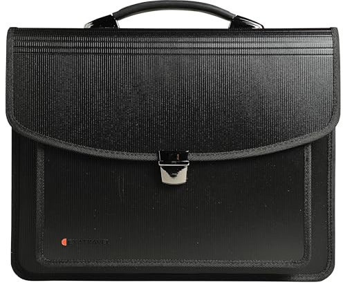 Exacompta 55734E Premium Umhängetasche Exatravel mit 15 Laptopfach und integrierter Fächermappe für DIN A4 Dokumente Ordnungsmappe ideale Tasche für Schule, Uni und Arbeit, schwarz