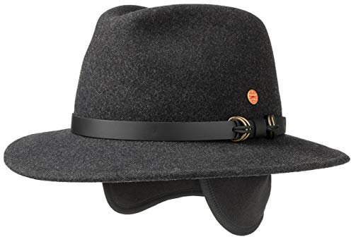 Mayser Georgia Outdoorhut Traveller Filzhut Ledergarnitur Ohrenklappen Made in EU Herren Winter Herbst anthrazit 56 cm
