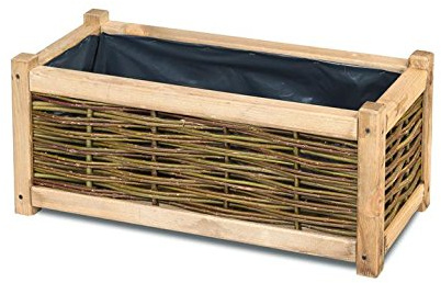 WEIDENPROFI Pflanzkasten Pflanzkübel Blumentopf aus Kiefernholz mit Weide verflochten (LxBxH) 70 x 30 x 30 cm