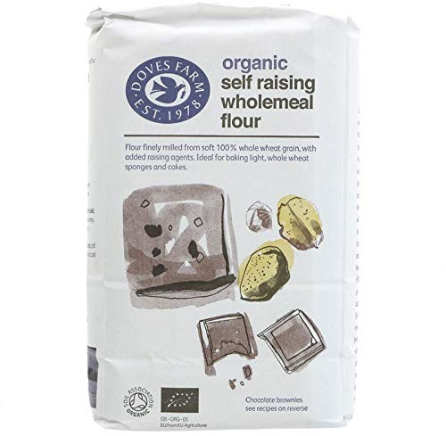 Doves Farm Organic 100% Wholemeal Self Raising Flour Stoneground 1kg (Pack of 5)