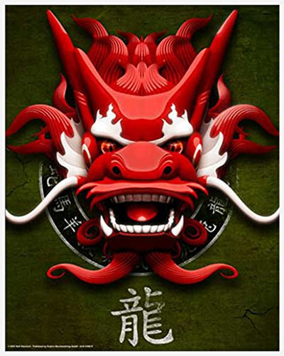 Dragon – Dragon chinois – Mini Poster Poster Fantasy Dragon – Dimensions 40 x 50 cm + accessoires