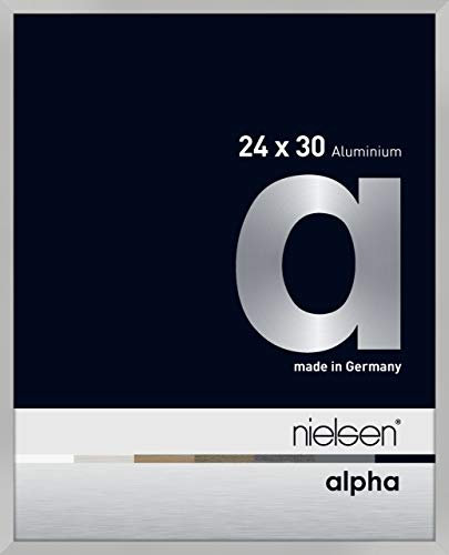 nielsen Bilderrahmen, 24 x 30 cm, Aluminium, Silber matt, Rahmen zum Aufhängen im Hoch- & Querformat, Echtglas, Alpha