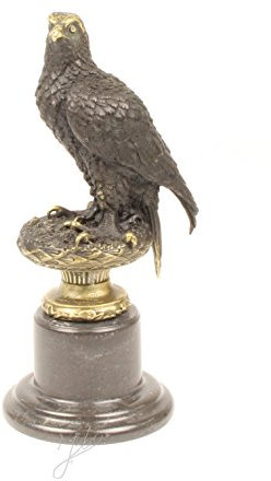 Decoratie Bronzefigur Skulptur Motiv: Adler auf Marmorsockel Bronze Höhe 31 cm 3,1 kg