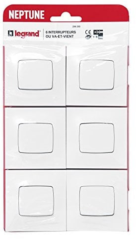 Legrand - Juego de 6 interruptores o de ida y vuelta Neptuno - Blanco