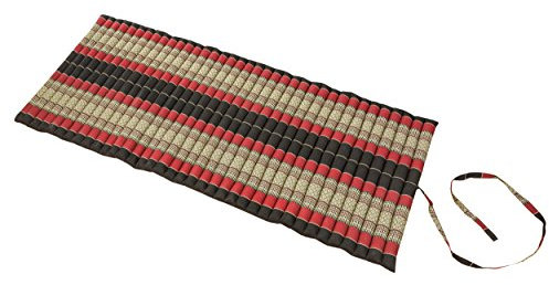 Handelsturm Rollbare Thaimatte Matratze, ca. 200 x 80 cm, Thaikissen Matte mit Füllung aus Kapok (200x80 cm, Schwarz-rot)