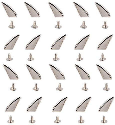 WedDecor Drache Klaue Spikes Metallisch Schraube Rücken Horn Form Punk Nieten für DIY Lederhandwerk, Goth Bekleidung Mode Zubehör, 11mm x 17mm, Silber - Silbern, 11 x 10mm