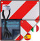 PLANGER® - Panneau d'avertissement Italie et Espagne (panneau + sac + tendeur) 2en1 (50 x 50 cm) - Panneau d'avertissement réfléchissant rouge et blanc pour porte-bagages arrière et porte-vélos