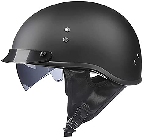 Motorrad Halbhelme Brain-Cap · Halbschale Jet-Helm Roller-Helm ECE-Zertifizierung Scooter-Helm Mofa-Helm Retro Motorrad Half Helm mit Built-in Visier für Cruiser Chopper Biker