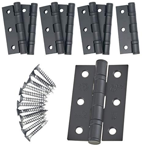 Door Hinge 3 / 76mm Black with Ball Bearing Washer CE Grade 7 for Fire Door 4 Pair