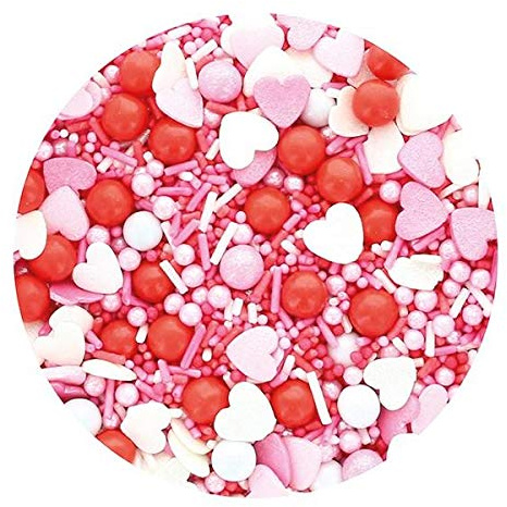 Purple Cupcakes Sprinkles Mix - LOVE IS IN THE AIR - Love & Valentines Sprinkles in Reds & Pinks with hearts.