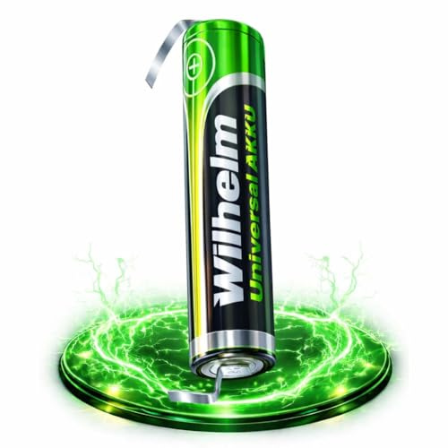 Wilhelm AAA Akku mit Lötfahne U-Form Mikro Universal 1,2 V HR03 – 1 Stück | NiMH 950 mAh, geringe Selbstentladung, -20°C bis +60°C, 44,5 x 10,5 mm, AAA HR03 Mikro kompatibel