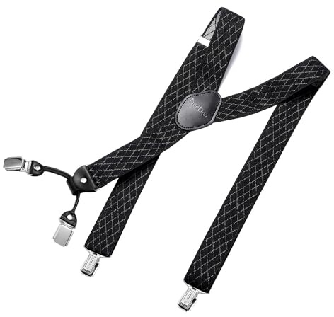 DonDon Hosenträger Herren extra stark 3,5 cm Hosenträger Herren breit in Y-Form lang - Starke Clips passend für Anzug Jeans Chinos Vintage Rockabilly Suspenders
