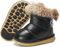 Gaatpot Stivali per Bambini e Ragazze Ragazzi Stivaletti da Neve Invernali Fodera Calda Stivaletto Scarpe di Cotone Piatto Antiscivolo Nero 21EU = 22CN