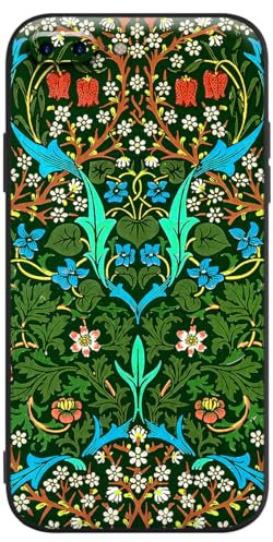 Kompatibel mit iPhone 7 Plus Hülle /iPhone 8 Plus Hülle Silikon Handyhülle Kunst Muster Grün Botanische Blühen Blumen Mädchen Bumper Kommen Sie mit einer Displayschutzfolie(William Morris-Schwarzdorn)
