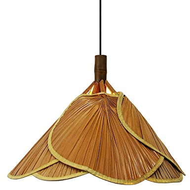 MTDYD Ventilador De Ratán Creativo Que Teje La Luz Colgante,Araña Bambú Retro E27,Pantalla De Mimbre,Lámpara Colgante De Techo,Accesorio Iluminación Para La Decoración De Restaurantes Y Casas De Té