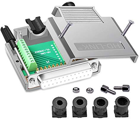 PENGLIN Lötfreier DB25 Breakout-Steckverbinder, Metallgehäuse RS232 D-SUB seriell auf 25-poliger Anschluss Adapterbuchse Breakout-Anschlussplatine mit Gehäuse (Buchse)