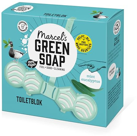 Marcel's Green Soap Toilet Block Mint & Eucalyptus - Fragrant Toilet Freshener - With probiotics against unpleasant odours - 95% biodegradable - Recycled plastic