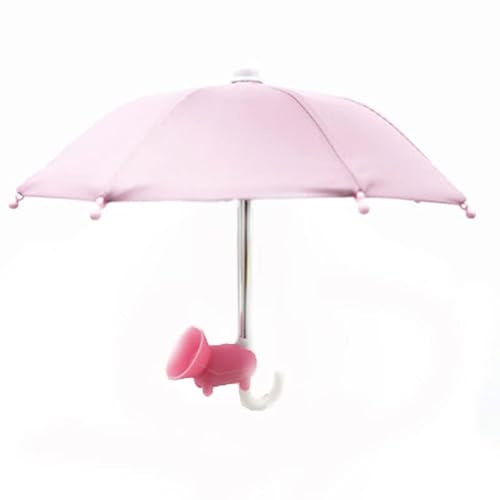 NTidea Handyschirm für Sonnenschutz, lustiger Handy-Ständer mit Schnappverschluss, Silikon, mit Regenschirm und Saugnapf, Rosa, 2 Stück