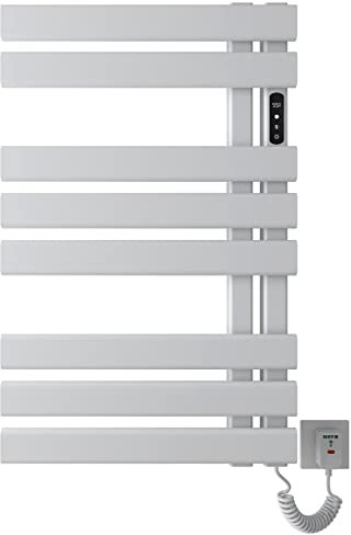 SKYLYZH Handtuchheizkörper 500x800mm Elektrischer Handtuchwärmer Badheizkörper Elektrisch Energieeffizient Intelligenter Konstanttemperatur Handtuchheizer Handtuchtrockner Wandmontage- White Right