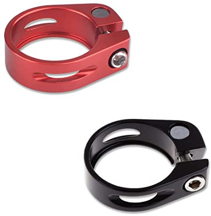 2 Stück Fahrrad Sattelklemme - Sattelklemme Aluminium Legierung Sattelkloben - Fahrradsattel Halterung - Fahrradsattel Befestigung - Saddle clamp 34,9mm(schwarz+rot)