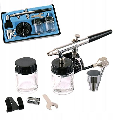 TC TECHNIC Original Fengda Precise Airbrush Doppel Dual Action 0,8mm Düse Zwei Gläser