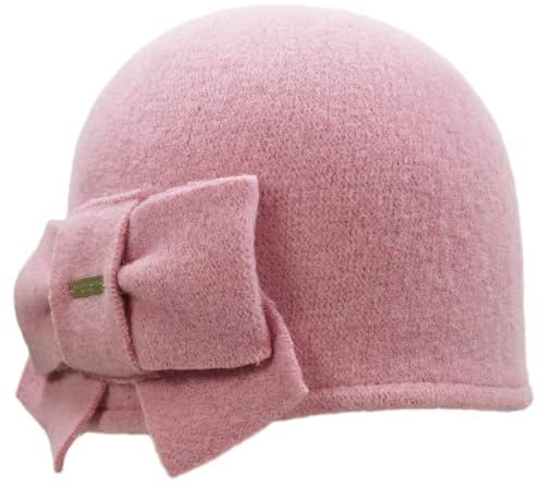 Seeberger Litika Wintermütze Walkmütze mit Schleife Damen - Damenmütze Walkhut Winter Herbst-Winter - One Size Altrosa