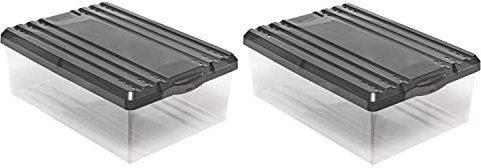 BranQ 1552 Schuhbox Shoe Box mit Belüftungshaltelöcher 2-er Pack Aufbewahrungsbox Satz mit zwei Schuhkartons 350 x 260 x 130 mm 350 x 260 x 130 mm (Anthrazit)