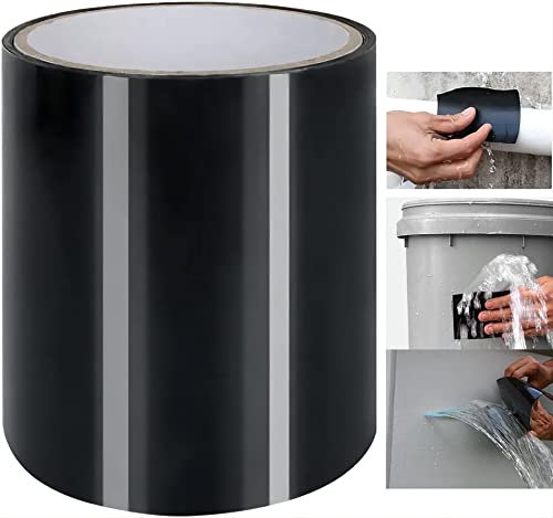 FaJoek Cinta Subacuática, Reparación de Fugas de PVC 10cm*1.5m, Cinta Impermeable Autoadhesiva, Cinta Adhesiva Resistente al Agua, Cinta Aislante, Cinta de Sellado, para Reparación (Negro)