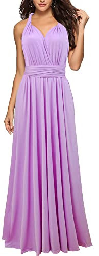xxxiticat - Abito da sera lungo da donna, elegante abito da damigella d'onore, abito da cocktail, per le feste, Lilla, S