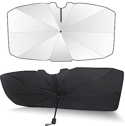 GOXAEEE Sonnenschutz Auto Frontscheibe,57in*31in mit UV-Schutz Windschutzscheibe Sonnenschirm, 360° Rotations, Faltbares Design Auto Sonnenschirm Frontscheibe für die Meisten Autos und SUV