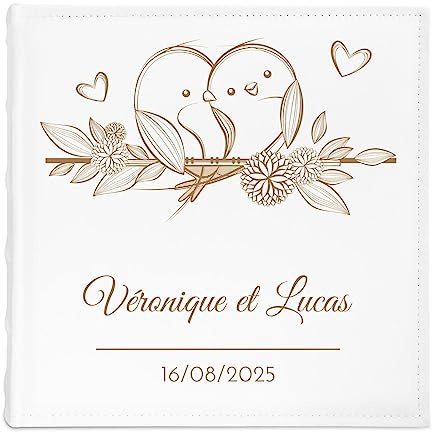 Maverton Album Photo mariage à 500 photos avec personnalisation | Impression Sur la couverture, Livre Photo pour couple, pour anniversaire de mariage, souvenir pour jeunes mariés, noces