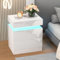 Lvhecforhm Nachttisch mit LED-Beleuchtung, Hochglanz Nachttisch Einstellbare Farben, Modern Nachttisch 2 Schubladen, Nachtischschränke 45x35x52cm Sofatisch, Nachtkommode für Schlafzimmer Wohnzimmer