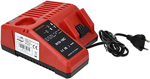 Ladegerät kompatibel mit Milwaukee M12-18FC für 12V - 18V Stab-u. Schiebeakkus, 12V-18V