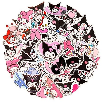 Sanrio 100pcs Kuromi & My Melody Cute Stickers - Kawaii Waterproof Vinyl Stickers for Kids Party Bags, Laptops, Skateboards & Scrapbooking