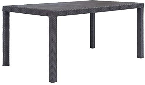 Gartentisch, braun, 150 x 90 x 72 cm, Kunststoff, Rattanoptik, Gartenmöbel, für den Außenbereich, für den Außenbereich, Innenbereich, Möbel im schlichten Stil