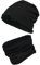 TupTam Jungen Beanie Mütze Schlauchschal Kinder 2er Set Herbst Winter gefütterte Übergangsmütze mit Loop, Farbe: Wintermütze Teddyfleece - Schwarz, Hat Size: 48