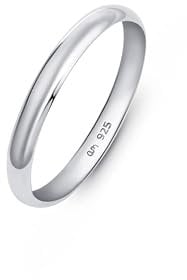 Amberta Damen Hochzeits Ring aus 925 Sterling Silber: 2.5 mm Sterling Silber Hochzeitsringe für Frauen - Ringgröße 60.2