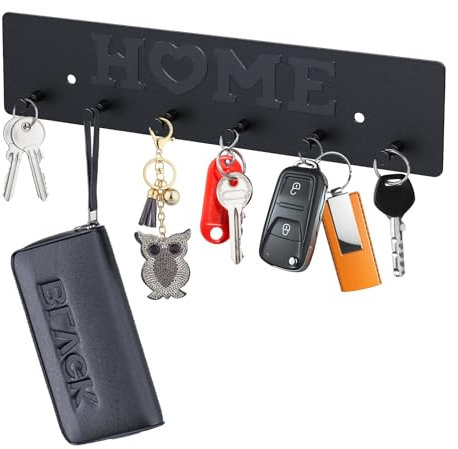 Becontrip Crochet Adhesif Mural, Porte Clef Mural, Porte Manteau Mural Sans Percage, Support Mural Auto-Adhésif pour Cuisine, Salle de Bain, Bureau, Placard, Aluminium, Noir