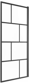 Vente-unique-Pare baignoire pivotant style industriel - 70 x 140 cm - Noir mat - Verre - RIVANON