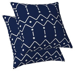 ggaimwf Geometrische Kissenbezüge 2er Pack Geometrisch Muster Navy blau Kissenbezüge Abstrakt Kissen Bezügen für Sofa Wohnzimmer Home Decor Quadratische Kissen 45x45cm