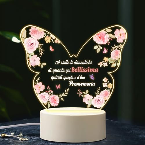 Coldbling Regalo Compleanno Donna, Lampada a Farfalla Idee Regalo Donna Natale, Regali Inspiranti per Lei Migliore Amica Sorelle Fidanzata Colleghe Moglie Luce Notturna in Acrilico