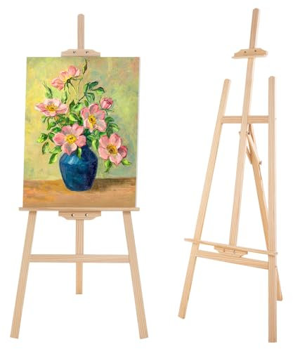 COOZEE Staffelei Holz Groß, 152 cm Leinwand Ständer, verstellbarer Staffeleien für Kinder und Erwachsene, tragbare Staffelei für Malerei, Skizze, Hochzeit, Ausstellung