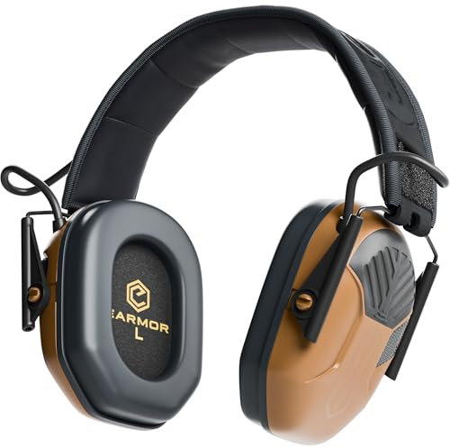 M300A Protection auditive pour la gamme Gun – Cache-oreilles avec coussins ergonomiques en gel, équipement étanche IPX5 – Blocage du bruit et protection auditive pour la chasse, marron