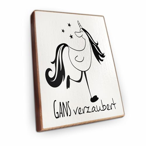 Magnet aus Buchenholz Kühlschrankmagnete mit Sprüchen (Gans verzaubert)