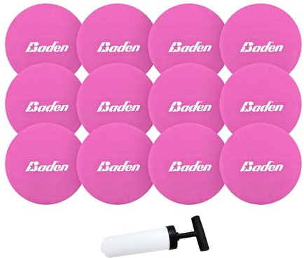 Baden Lot de 12 Mini Ballons de Volleyball de 10,2 cm avec Pompe pour Cadeau d'équipe, Prix et Piscine (Rose)