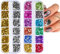 Punk Nail Charms,2 Boxes Cone Rivet Nail Art Charms,Retro Gold Silver Colorful Nail Art Decorations Ornaments for Manicure Design DIY Crafts Nail Accessories Supplies (E)