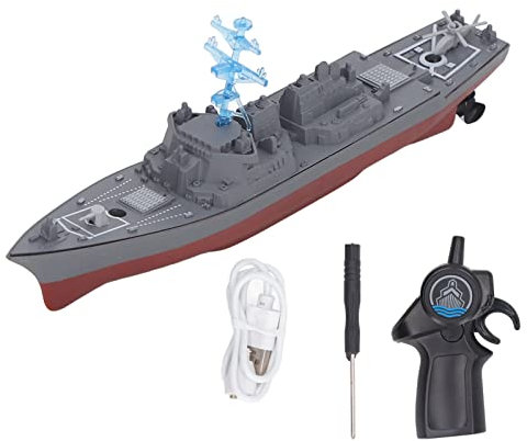 Hiraith Navire télécommandé Militaire 2.4GHz, Mini Navire de Guerre télécommandé de Simulation Militaire, Jouets pour Enfants (803A)